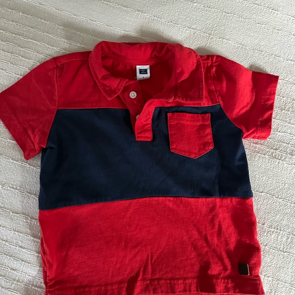 Janie and Jack Red and Navy Kids Polo Shirt